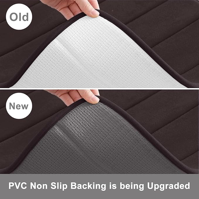 Buganda Memory Foam Bath Mat, 47" x 32", Ultra Soft and Non-Slip Bathroom Rugs, Water Absorbent and Machine Washable Bath Rug Runner for Bathroom, Shower, and Tub, Brown