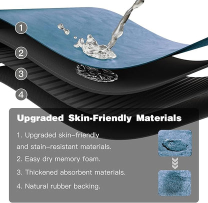 Bathroom Mat Quick Dry, Bathroom Rugs Non Slip Washable Thin Absorbent Bath Mat Fits Under Door Bathroom Floor Mat Perfect for Bath, Shower, or Sink 24"x48" Denim Blue