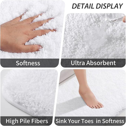 Bathroom Accessories Set - 23 PC Bathroom Sets with Shower Curtain and Rugs, White Bathroom Set, Luxurious Stainless Steel Bathroom Trash Can, Toilet Brush & Soap Dish