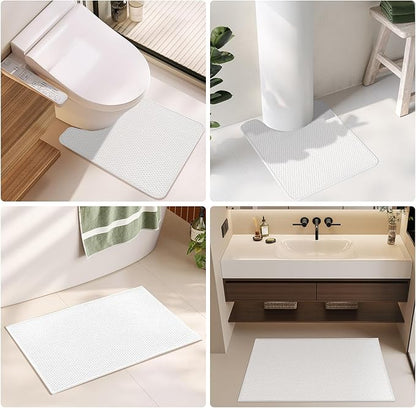Bathroom Rugs Non Slip Washable, Super Absorbent Thin Bath Mat Small Quick Dry Low Pile Bathroom Rug, White 16"x24"