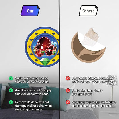 Speed Hero Wall Decal – Removable Vinyl Wall Art with Chaos Emerald Design – Gaming Room, Bedroom & Playroom Decor (Power Hero)