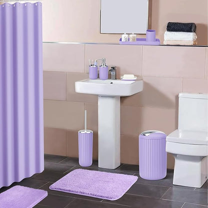 24 PCS Purple Bathroom Accessories Set with Shower Curtain and Rugs, Bathroom Sets with Extra Soft and Absorbent Bath Rugs Shower Curtain Bathroom Accessory for Bath