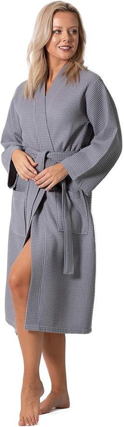 Turkish Linen Waffle Knit Lightweight Kimono Spa & Bath Robes for Women - Quick Dry - Soft