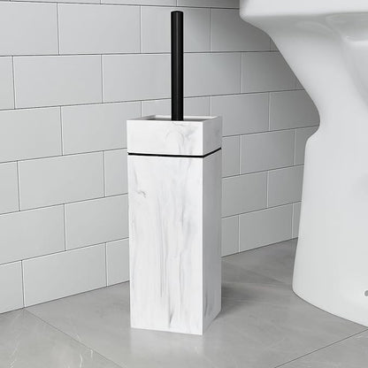 Black Line Design Resin Toilet Bowl Holder and Brush Set, Stylish Bathroom Cleaning Tool with Durable Bristles, Compact and Functional
