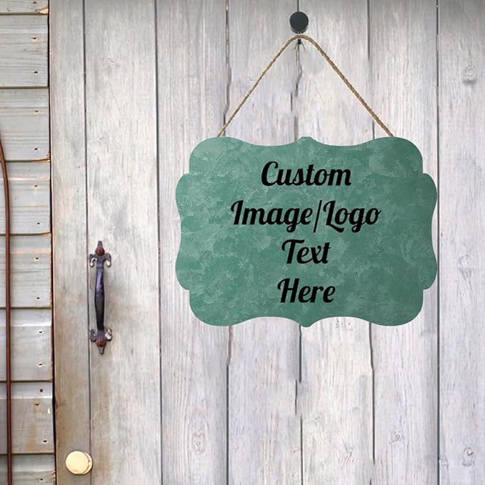 Personalized Wooden Welcome Sign Front Door Decor Personalized Home Sign Door Decorations Customized Image/Text Hanging Door Sign Farmhouse Decorations for Home Office 11.2 * 8 Inch