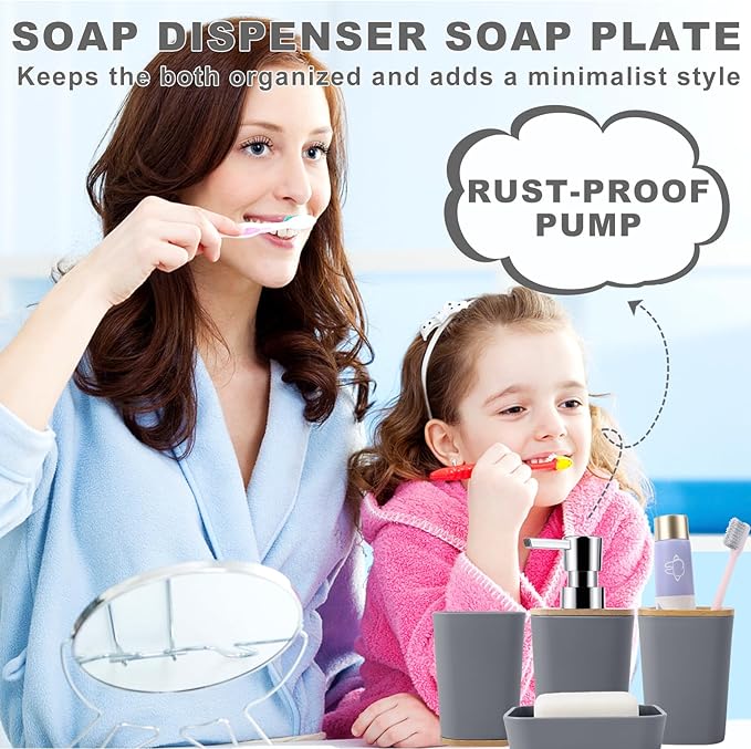 Bathroom Accessories Set with Glitter Shower Curtain and Bath Mats, 24 Piece Grey Shower Curtain Set,Bathroom Accessories Set Complete for Home Decor