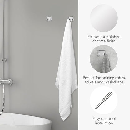Design House Millbridge 4 Piece Bathroom Accessory Set, Towel Bar, Robe Hook, Toilet Paper Holder, Towel Ring, Easy Installation, Polished Chrome, 25.81 in L x 1.97 in W x 6.44 in H, Item 534628