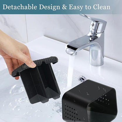 Black Toothbrush Holders for Bathrooms, Kids Electric Toothbrush and Toothpaste Holder, 4 Slots Tooth Brush Holder for Bathroom Countertop Organizer (Black)