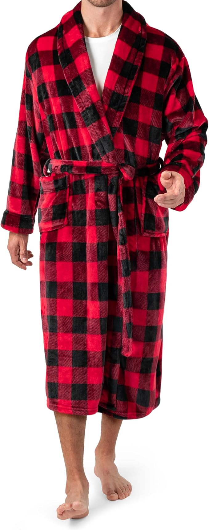 PAVILIA Mens Soft Robe | Warm Fleece Robes for Men, Soft Spa Bathrobe with Shawl Collar and Pockets