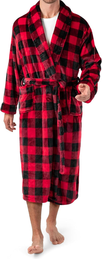 PAVILIA Mens Soft Robe | Warm Fleece Robes for Men, Soft Spa Bathrobe with Shawl Collar and Pockets