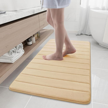 Buganda Memory Foam Bath Mat, 47" x 24", Ultra Soft and Non-Slip Bathroom Rugs, Water Absorbent and Machine Washable Bath Rug Runner for Bathroom, Shower, and Tub, Gold