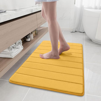 Buganda Memory Foam Bath Mat, 35.4" x 24", Ultra Soft and Non-Slip Bathroom Rugs, Water Absorbent and Machine Washable Bath Rug Runner for Bathroom, Shower, and Tub, Yellow
