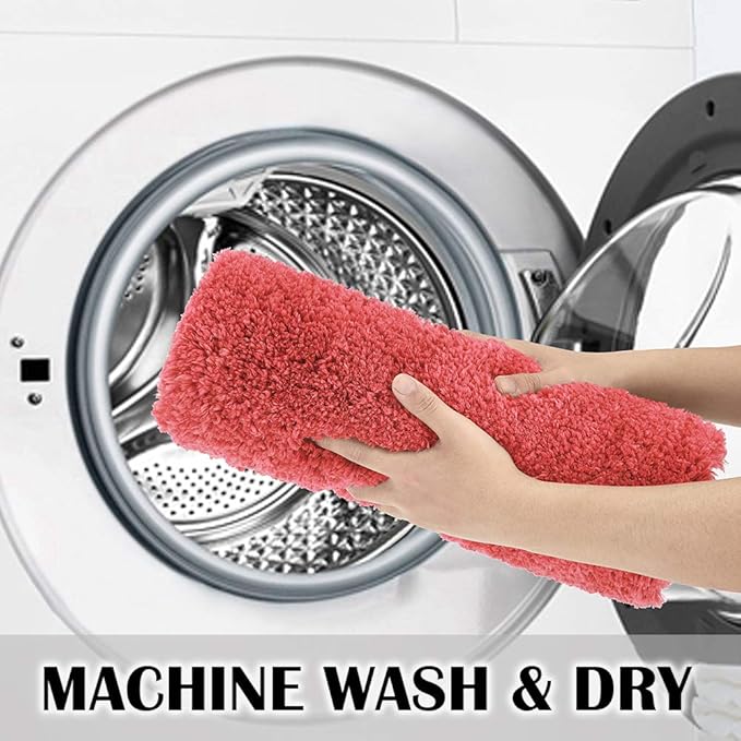 Suchtale Non Slip Bath Mats - Soft Microfiber Shaggy Bath Mat, Machine Washable, Thick Plush, Absorbent, 16 x 24 Living Coral