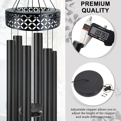ASTARIN 48'' Deep Tone Wind Chimes for Outside - Large WindChimes with 6 Heavy Tubes, Memorial Chimes Outdoor for Garden Hanging Décor,Sympathy Gifts for Loved one,Home Décor, Black