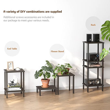 TUTOTAK End Table with Charging Station, Set of 2, Side Table with USB Ports and Outlets, Nightstand, 2-Tier Storage Shelf, Sofa Table for Small Space, Living Room, Bed Room TB01BK041