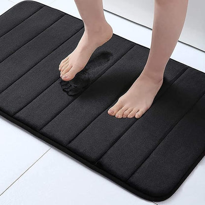 Buganda Memory Foam Bath Mat, 34" x 20", Ultra Soft and Non-Slip Bathroom Rugs, Water Absorbent and Machine Washable Bath Rug for Bathroom, Shower, and Tub, Black