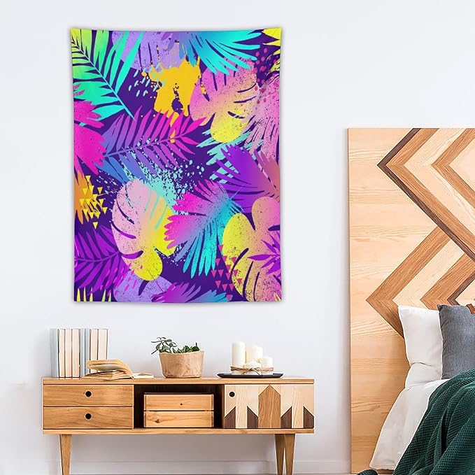 ICMOLYYENLO Palm Leaf Tapestry Wall Hanging, Tropical Leaves Plant Jungle Green Hawaiian Art Home Decor for Guest Bedroom Living Room Dormitory 40x60