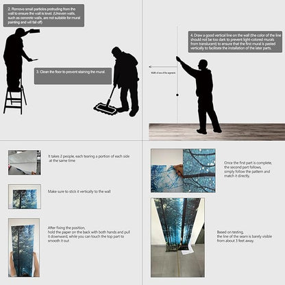 Landscape Lake Waterfall Wall murals Peel and Stick Wallpaper for Bedroom Living Room - 85"x118"