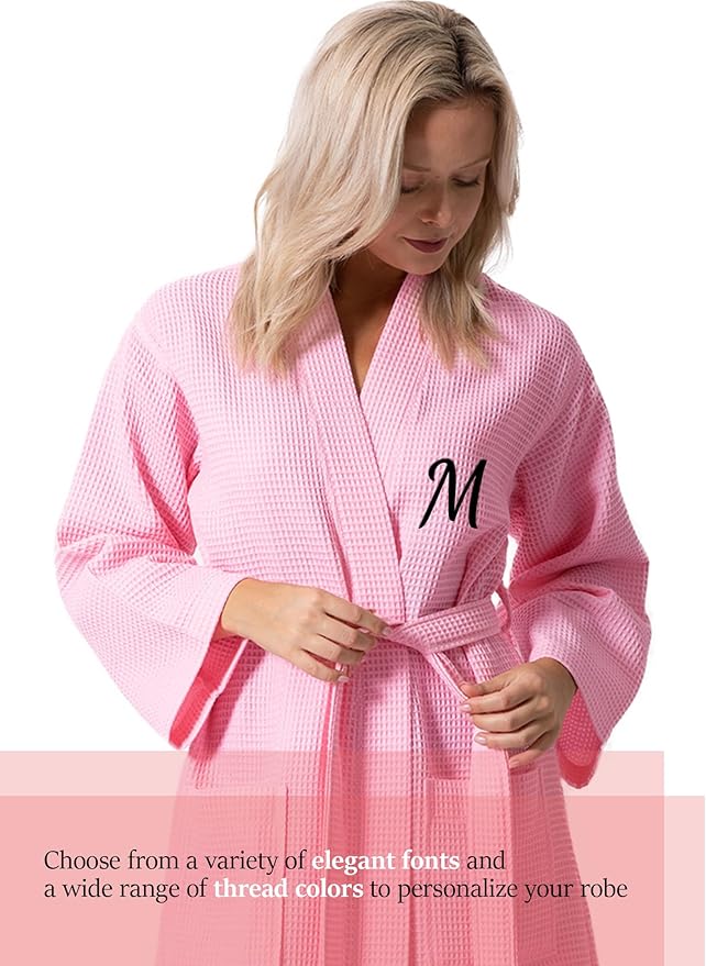 Turkish Linen Waffle Knit Lightweight Kimono Spa & Bath Robes for Women - Quick Dry - Soft