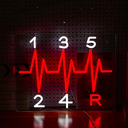 Shift Neon Sign for Wall Decor LED Manual Gearbox Neon Light Dimmable USB Car Gearbox Light Up Sign for Garage Parking lot Car Club Gifts for Father Husband Car Lovers(15.7 * 11.8In)