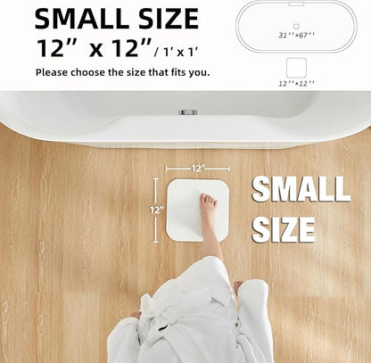 Small Bathroom Mat Quick Dry, Bathroom Rugs Non Slip Washable Thin Absorbent Bath Mat Fits Under Door Bathroom Floor Mat Perfect for Bath, Shower, or Sink 12"x12"/1'x1‘ White