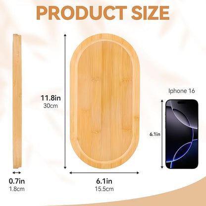 Bamboo Vanity Tray 11.4x6.4 inches, Decorative Vanity Tray for Bathroom Countertop Toilet Tank Farmhouse, Gold