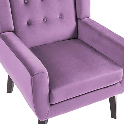 UIXE Accent Chair Modern Upholstered Armchair, Mid Century Club Arm Chairs Comfy Single Sofa Living Room Button Tufted Reading Seat Bedroom Side Seating, Velvet-Purple