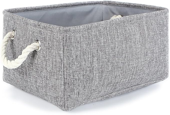 TheWarmHome Storage Bins Basket - Storage Baskets for Organizing Shelves,Home Closet Organizer for Book Shelf Organization,Fabric Storage Cubes,Medium Decorative Grey Basket Gift