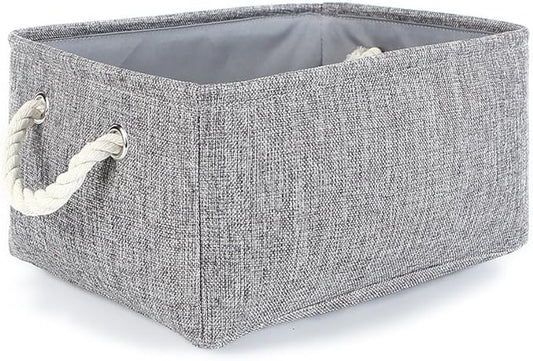 TheWarmHome Storage Bins Basket - Storage Baskets for Organizing Shelves,Home Closet Organizer for Book Shelf Organization,Fabric Storage Cubes,Medium Decorative Grey Basket Gift