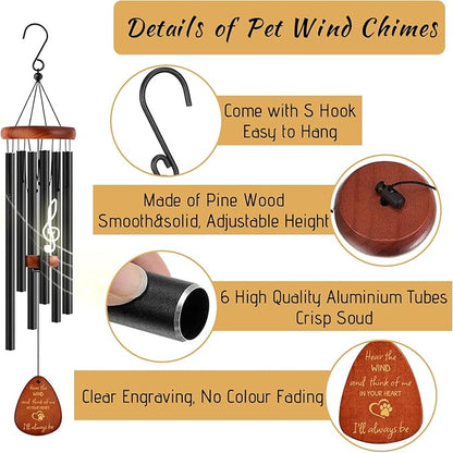 Pet Memorial Wind Chimes 26" - Dog Memorial Gifts for Loss of Dog, Dogs Remembrance Bereavement Gift, Pet Loss Sympathy Gifts (Design 3)