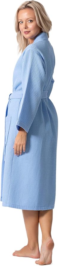 Turkish Linen Waffle Knit Lightweight Kimono Spa & Bath Robes for Women - Quick Dry - Soft