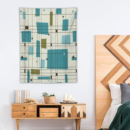 ICMOLYYENLO Boho Medieval Cat Tapestry, Abstract Atomic Starburst Geometric Aesthetic Art Wall Hanging For Bedroom Living Room Dormitory 60x80 Inches