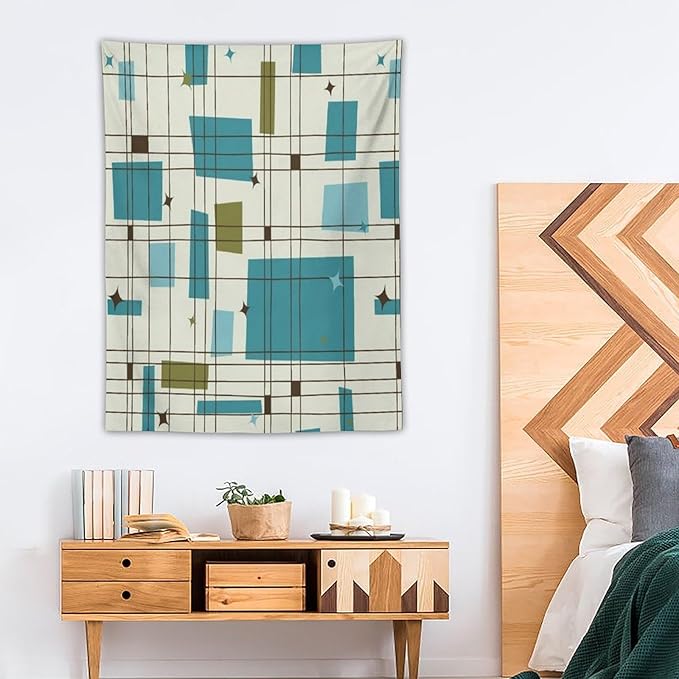 ICMOLYYENLO Boho Medieval Cat Tapestry, Abstract Atomic Starburst Geometric Aesthetic Art Wall Hanging For Bedroom Living Room Dormitory 30x40 Inches