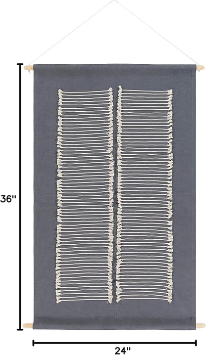 Mark&Day Wall Art, Lassing Modern Farmhouse Charcoal Macrame Tapestry Wall Hanging for Living Room, Bedroom, Office or Kitchen (36"H x 24"W)