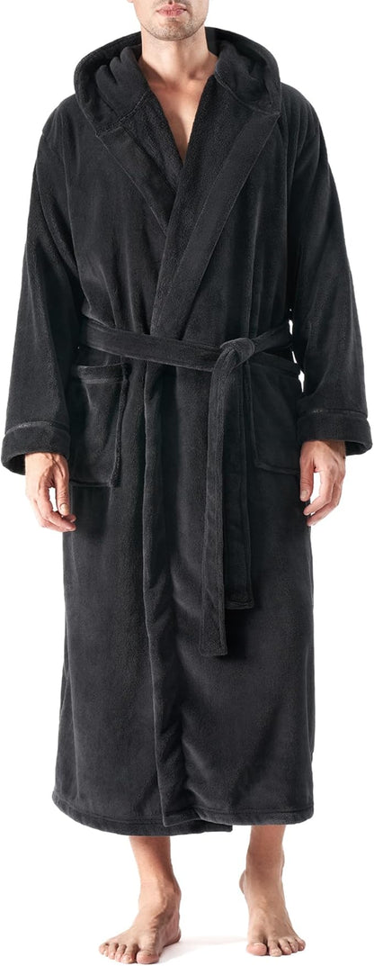 DAVID ARCHY Men's Soft Fleece Plush Robe Full Length Long Bathrobe