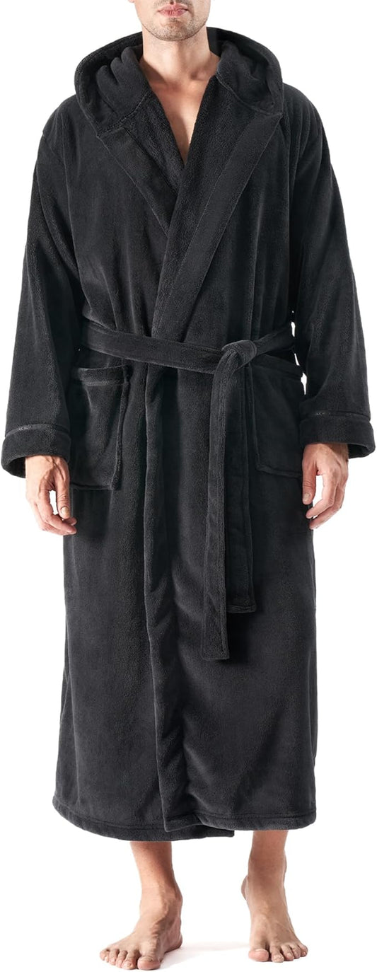 DAVID ARCHY Men's Soft Fleece Plush Robe Full Length Long Bathrobe