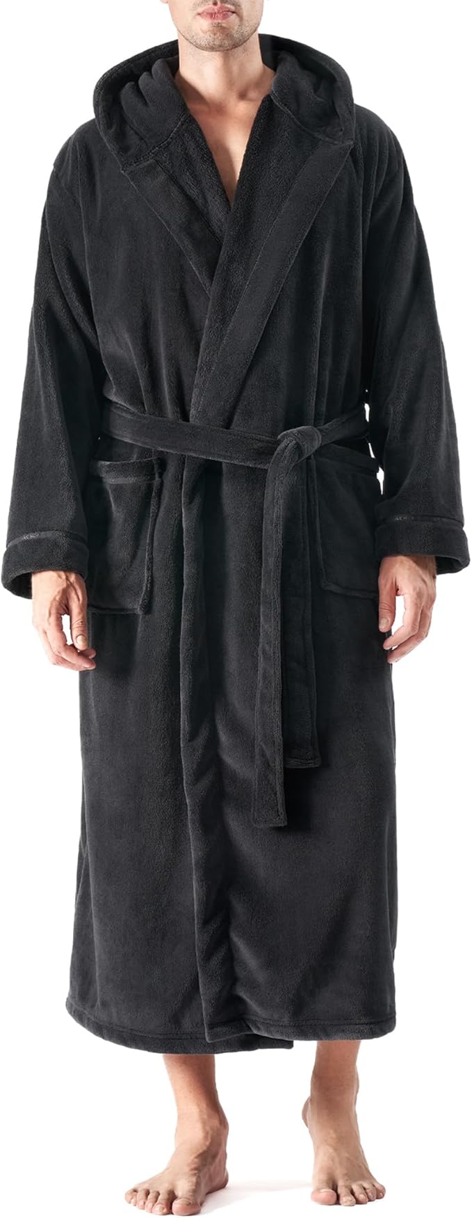 DAVID ARCHY Men's Soft Fleece Plush Robe Full Length Long Bathrobe