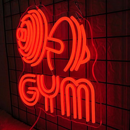 Dumbbell Neon Sign Barbell Gym Neon Signs Gym Letter Neon Light Gym Red Barbell Neon Light Sign for Sports Room, Decor Club,Party Bar,Fitness Club Decoration(Red)