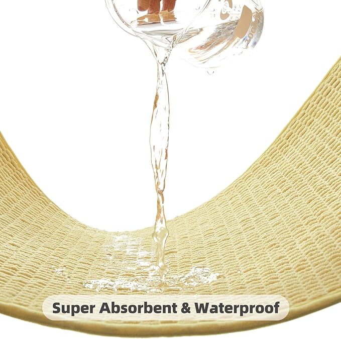 Bathroom Rug, Non Slip, Washable, Super Absorbent Chenille, U Shape, Yellow, 20"x24"