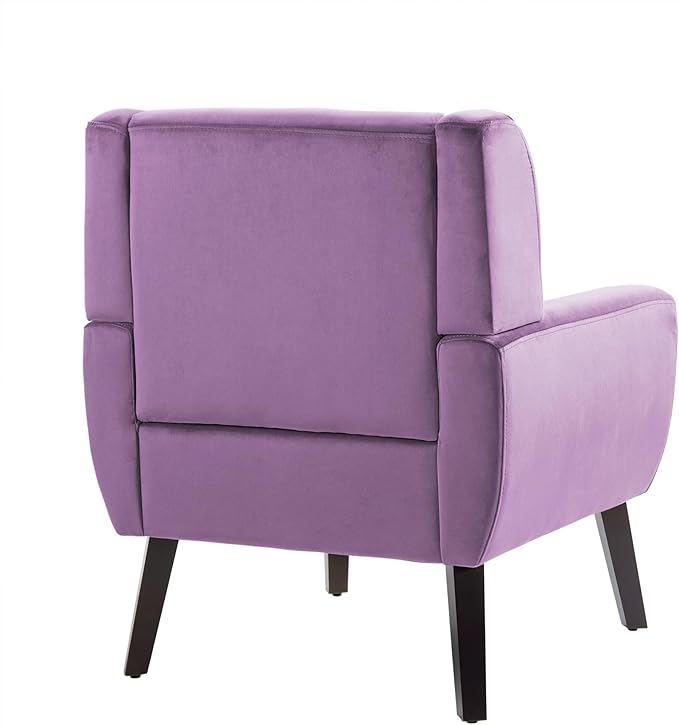 UIXE Accent Chair Modern Upholstered Armchair, Mid Century Club Arm Chairs Comfy Single Sofa Living Room Button Tufted Reading Seat Bedroom Side Seating, Velvet-Purple