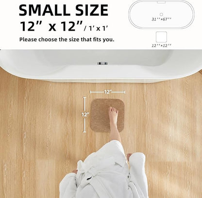 Bathroom Mat Quick Dry, Bathroom Rugs Non Slip Washable Thin Absorbent Bath Mat Fits Under Door Bathroom Floor Mat Perfect for Bath, Shower, or Sink 12"x12" Camel