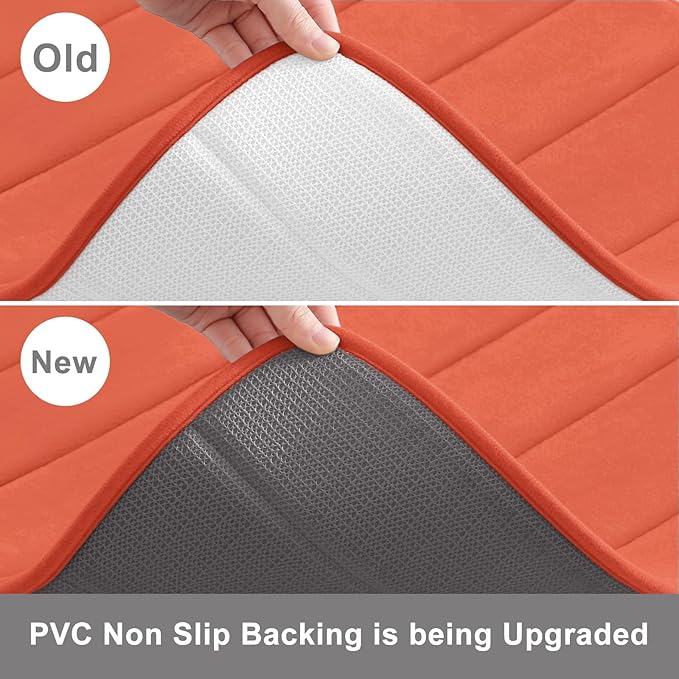 Buganda Memory Foam Bath Mat, 47" x 20", Ultra Soft and Non-Slip Bathroom Rugs, Water Absorbent and Machine Washable Bath Rug Runner for Bathroom, Shower, and Tub, Coral