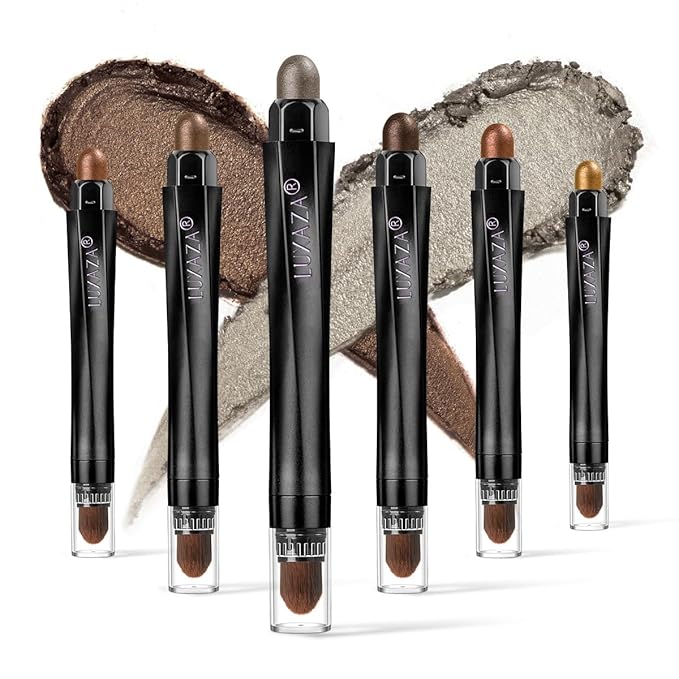 6PCS Cream Eyeshadow Stick Makeup Sets, Metallic And Matte Shimmer Eye Shadow Eye Brightener Stick Pencil Crayon, B08-Brown Sugar