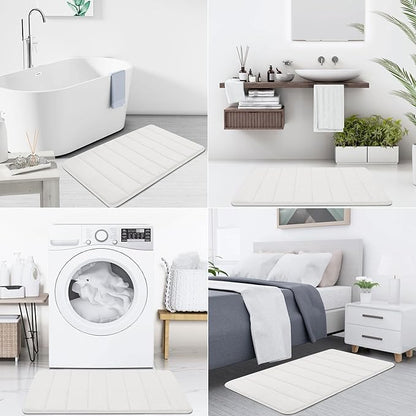 Buganda Memory Foam Bath Mat, 34" x 20", Ultra Soft and Non-Slip Bathroom Rugs, Water Absorbent and Machine Washable Bath Rug for Bathroom, Shower, and Tub, Ivory