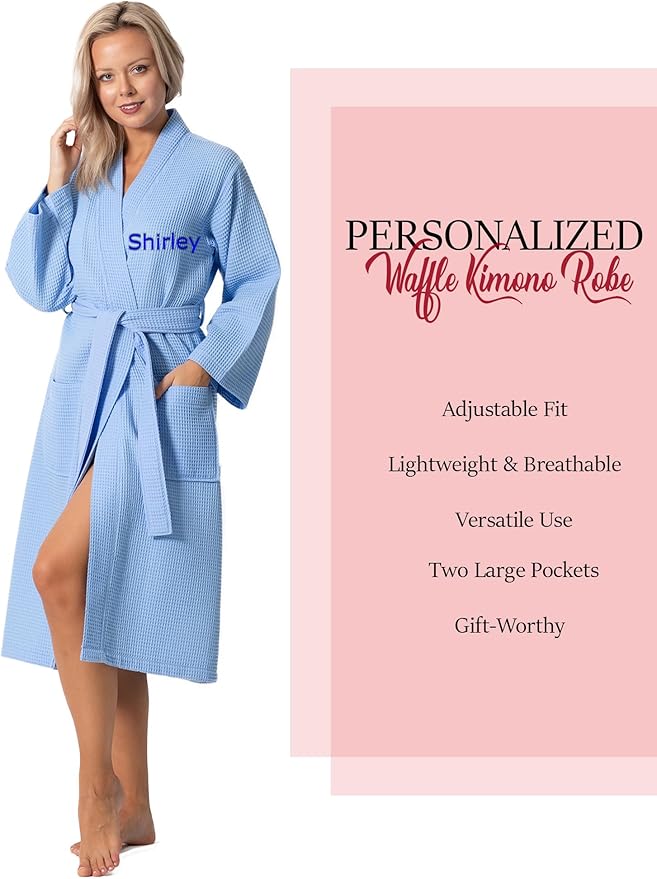 Turkish Linen Waffle Knit Lightweight Kimono Spa & Bath Robes for Women - Quick Dry - Soft