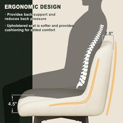 Swivel Bar Stools, 26''H Upholstered Barstools with Backs, Modern Counter Height Bar Stool Chairs for Kitchen Island, Metal Legs (Antique White- Faux Leather, Set of 3-26" H)