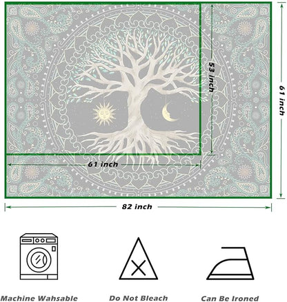 FORATER Tree of Life Tapestry Wall Hanging Aesthetic Sun and Moon Tapestry with Vintage Paisley Flowers Colorful Tree Wall Tapestries for Bedroom, Living Room, Dorm(61 x 82 inches, Multicolor)