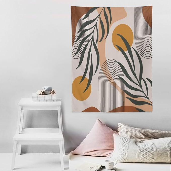 ICMOLYYENLO Boho Plant Aesthetic Tapestry, Abstract Medieval Arch Sun Home Aesthetic Wall Hanging For Bedroom Living Room Dormitory Tapestry 40x60 Inches