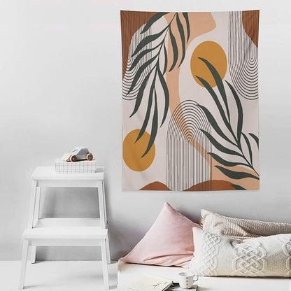 ICMOLYYENLO Boho Plant Aesthetic Tapestry, Abstract Medieval Arch Sun Home Aesthetic Wall Hanging For Bedroom Living Room Dormitory Tapestry 40x60 Inches