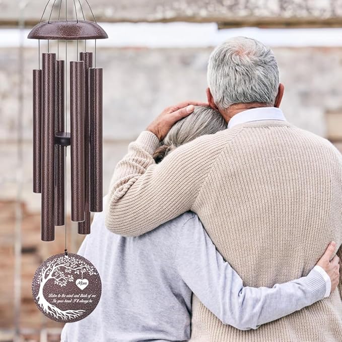 Personalized Memorial Wind Chime, Metal Wind Chime Deep Tone, Wind Chimes for Loss of Loved One, Sympathy Gift Loss of Mom Dad or Loved One, Decorative Wind Chimes Outdoor